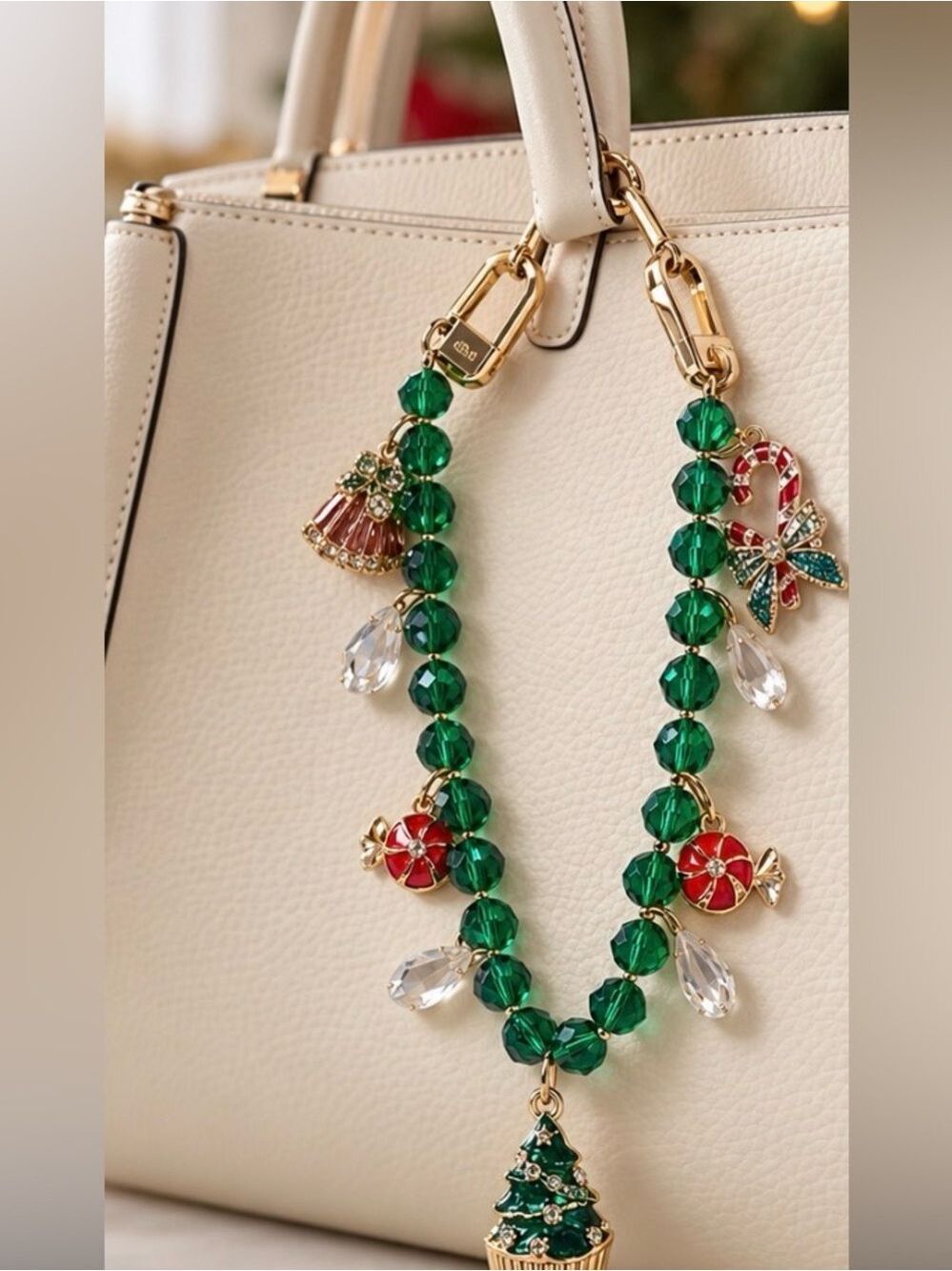 Anthropologie bag charm beaded christmas holiday purse accessory - Picture 2 of 6